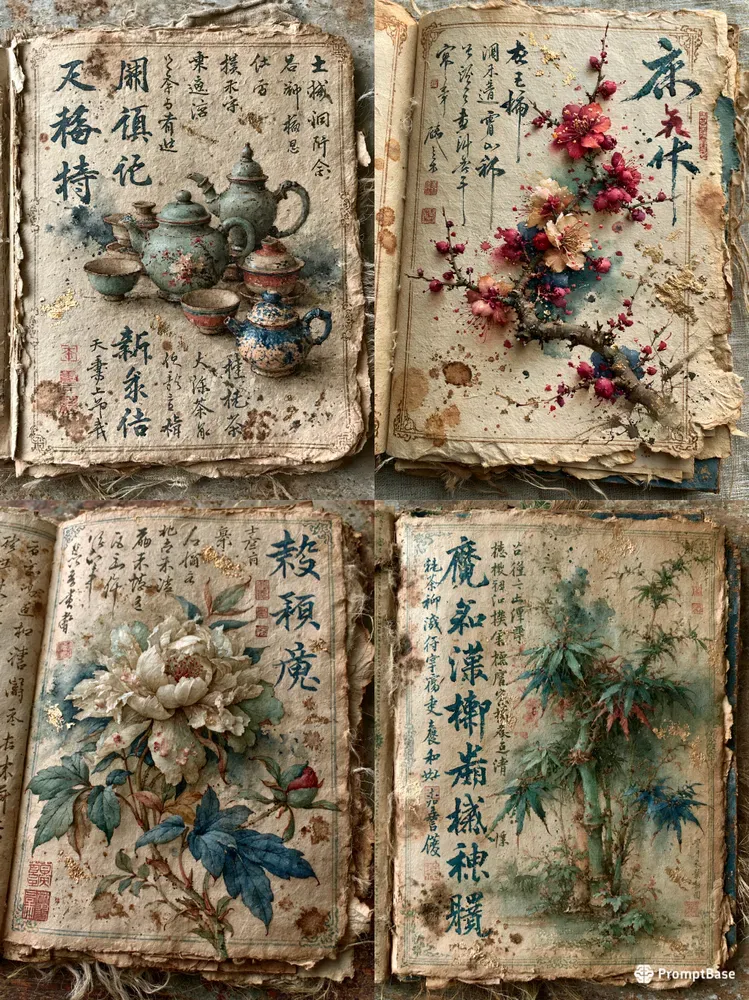 Vintage Chinese Journal Pages