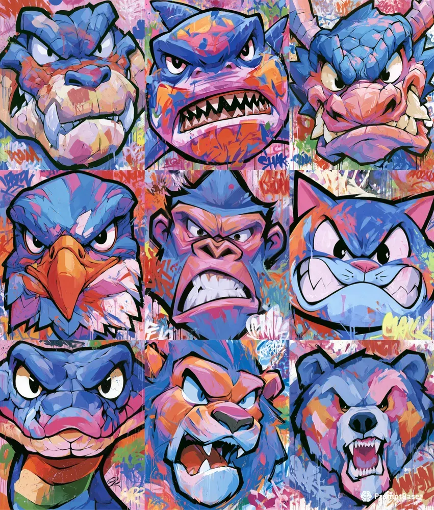 Graffiti Animal Rage Portraits