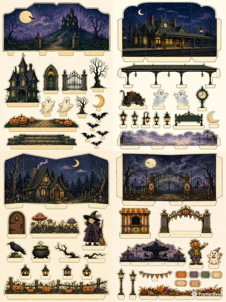 Halloween Pop Up Scene Cutout Cards