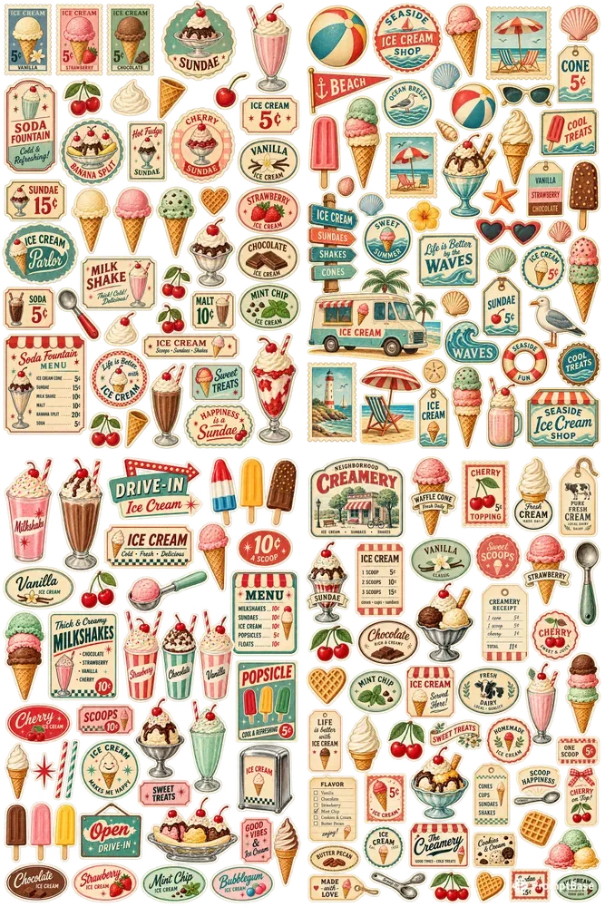 Vintage Ice Cream Parlor Ephemera