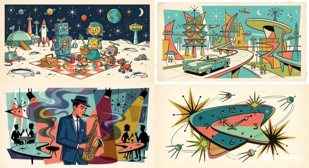 Atomic Age Midcentury Illustrations