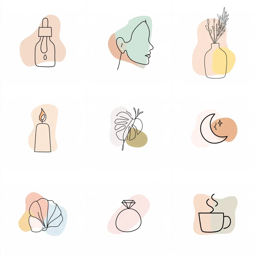 Minimal Line Art Pastel Patch Icons