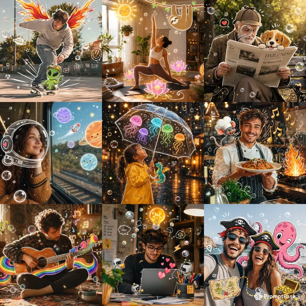 Photo And Cartoon Doodle Art
