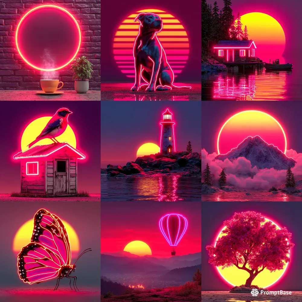 Synthwave Neon Glow Retro Renders