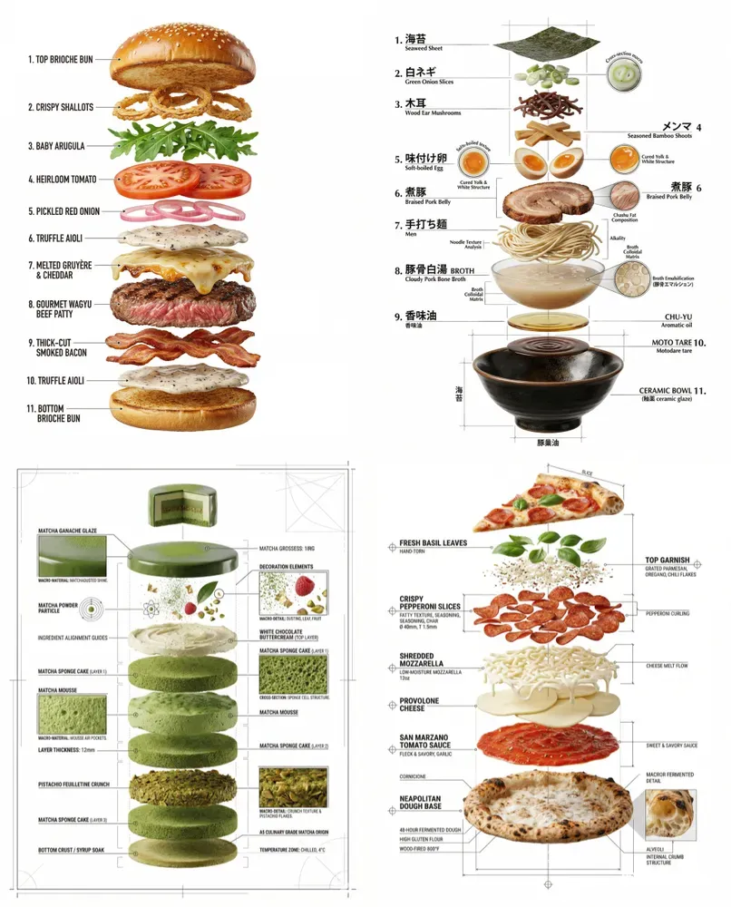 Technical Exploded Recipe Infographics