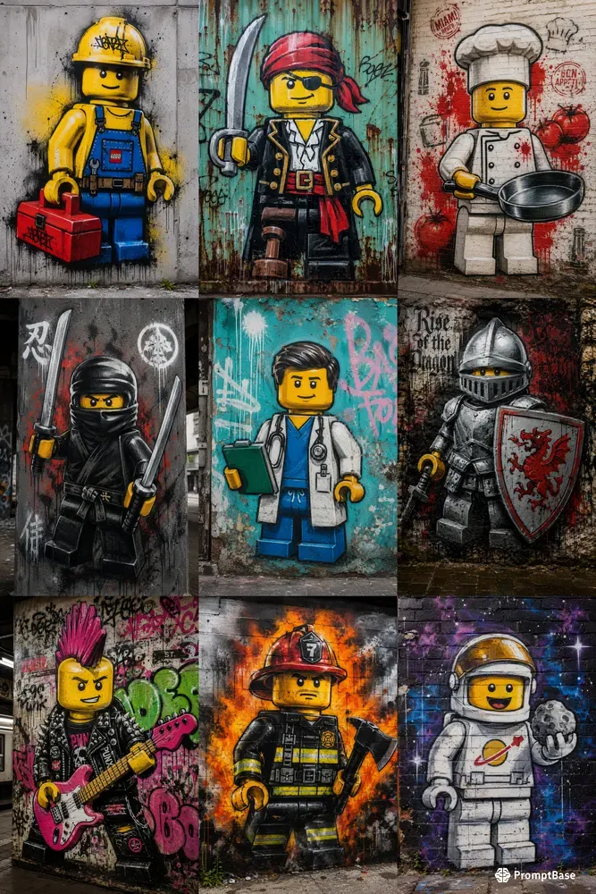 Urban Minifigure Graffiti Art