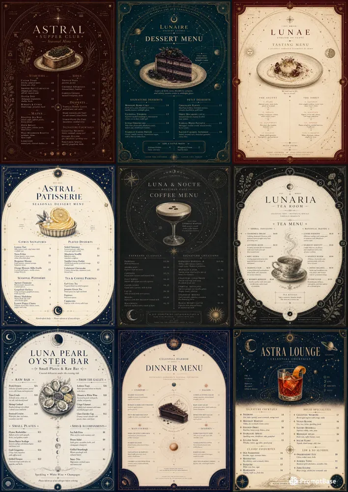 Celestial Chart Food Menus
