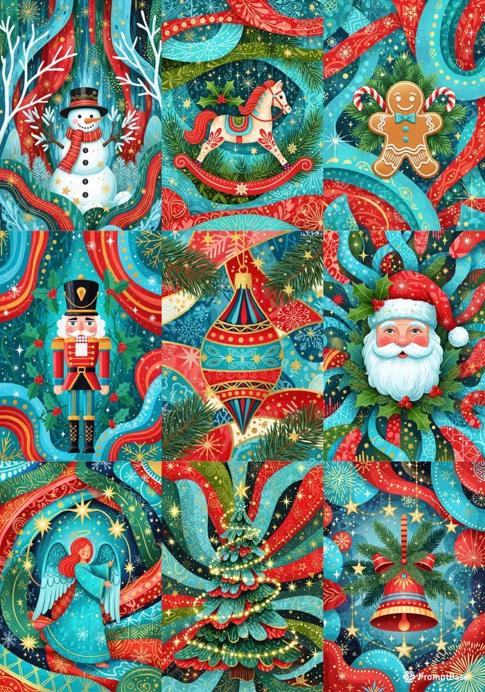 Whimsical Christmas Collage Wall Art