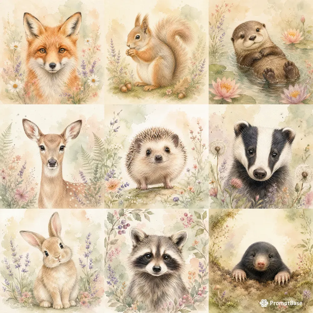 Hand Painted Forest Animal Nursery Art