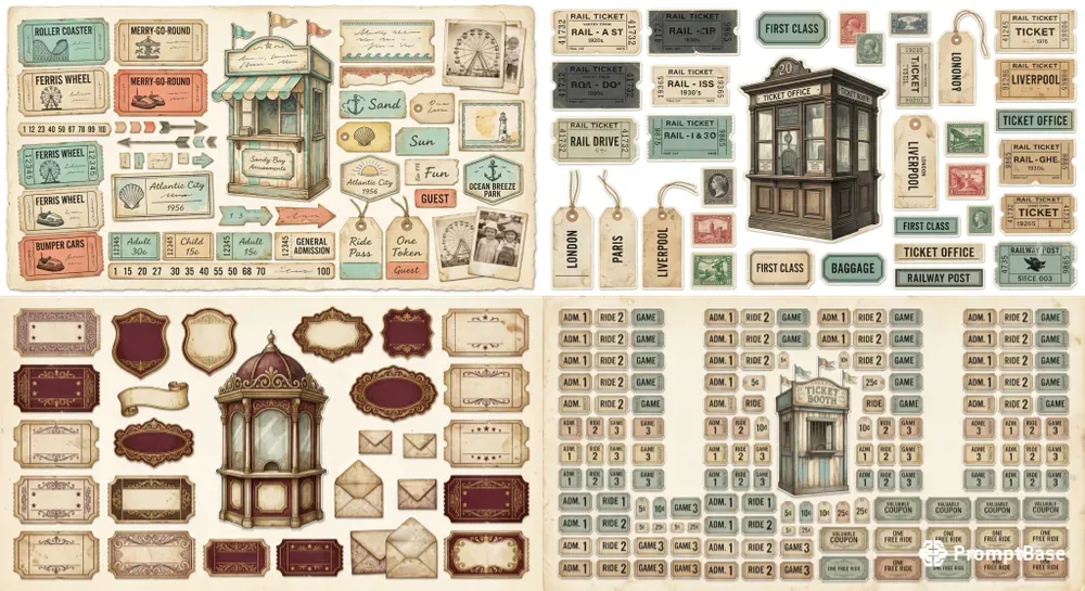 Vintage Ticket Booth Paper Ephemera