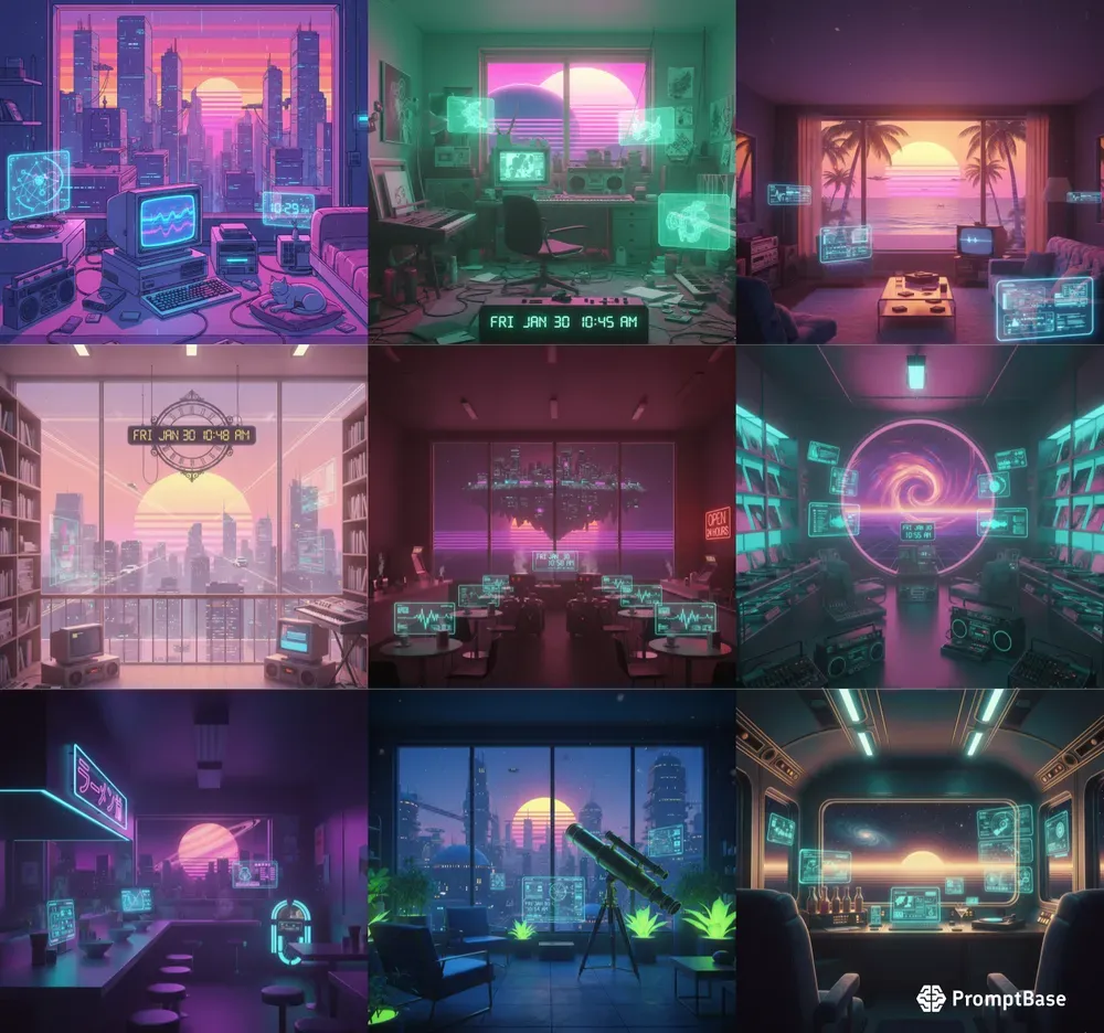 Retrofuturistic Cozy Scenes