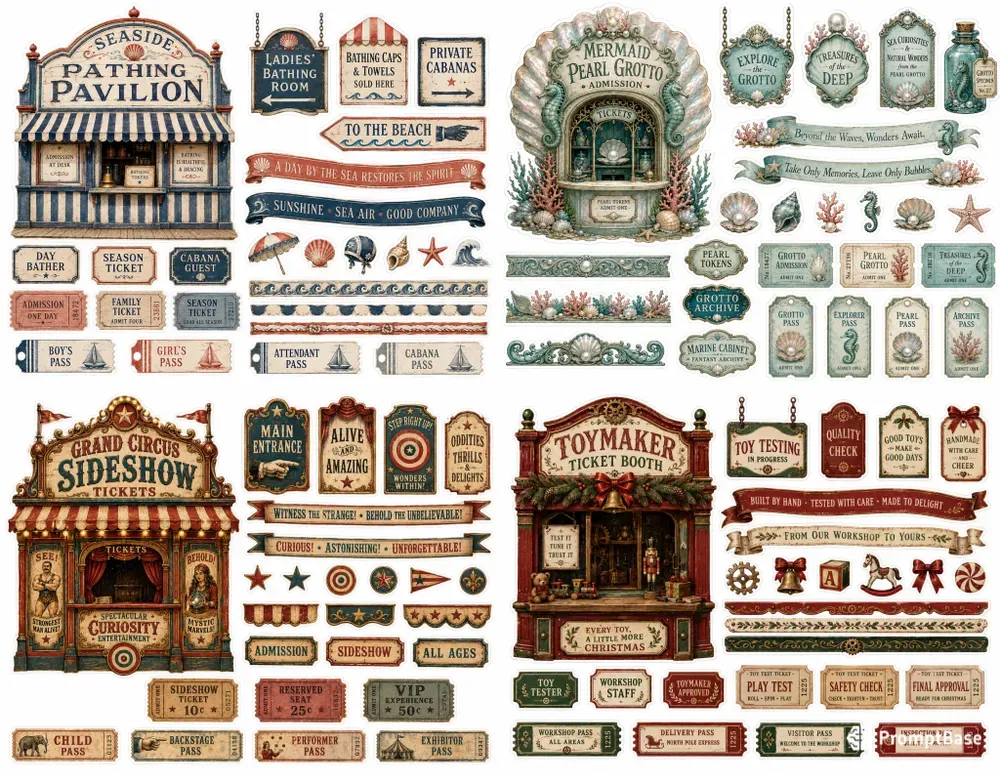 Ticket Booth Fussycut Ephemera Sheets
