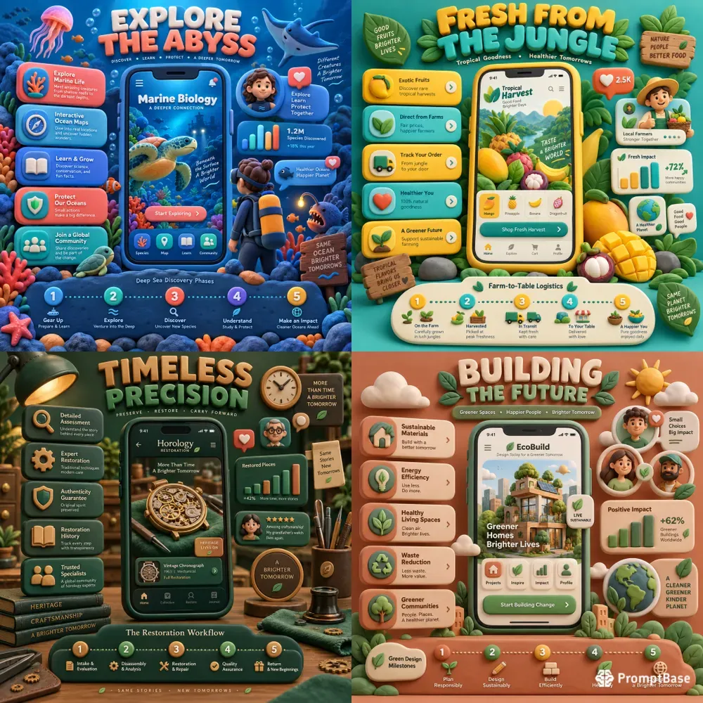 3D Clay App Showcase Infographics