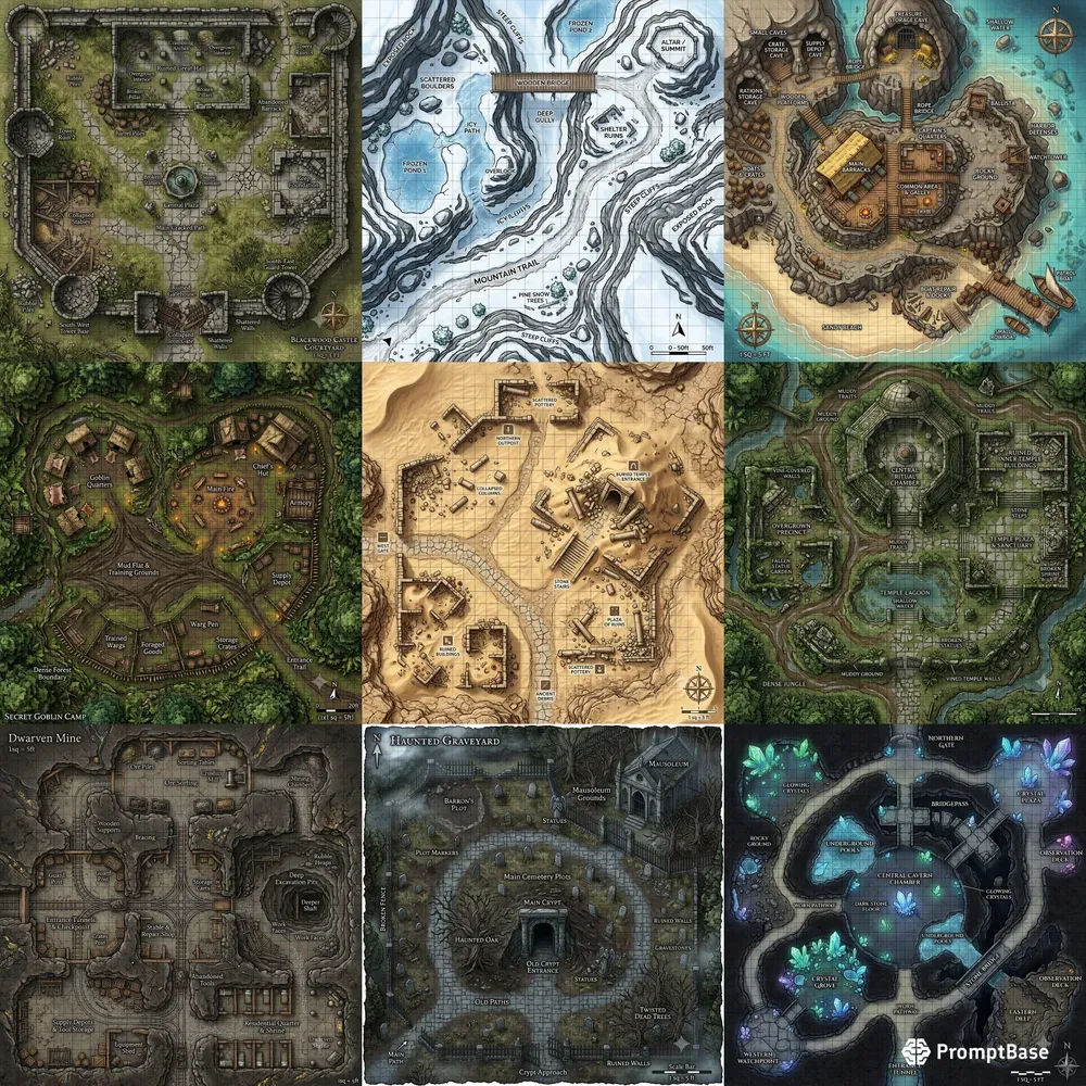 Tabletop RPG Fantasy Terrain Map Designs