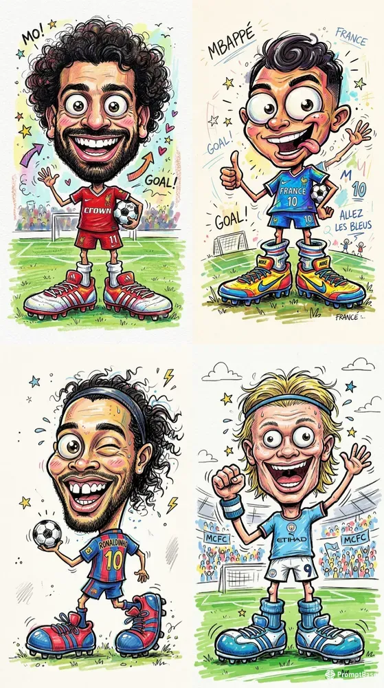 Funny Football Cartoon Portraits