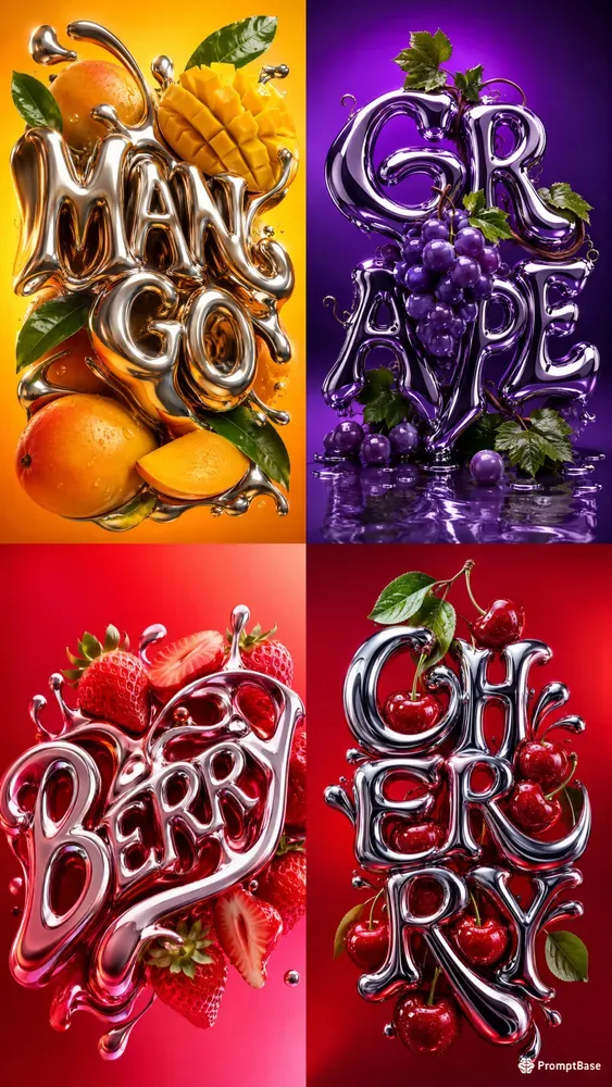 Acid Chrome 3D Typography Art