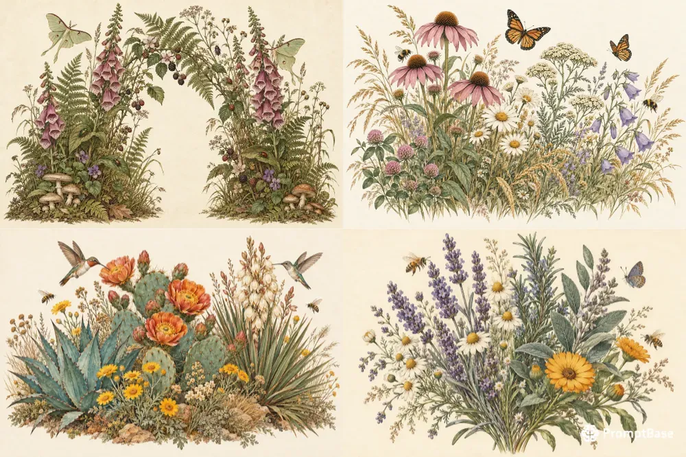 Vintage Botanical Wildlife Art