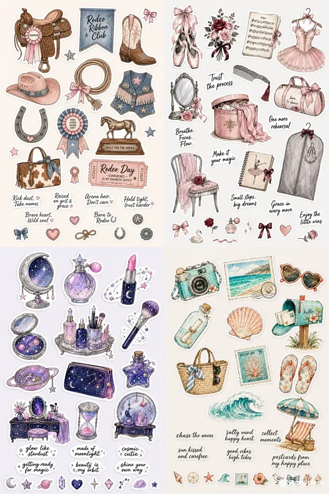 Western Girly Aesthetic Stickers