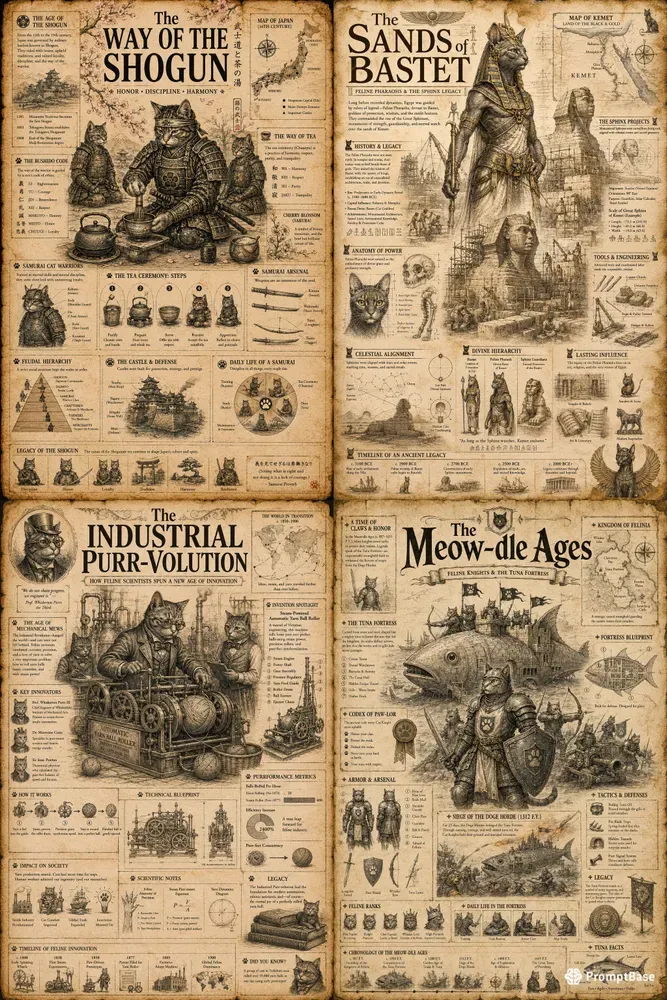 Educational Cat History Poster Templates