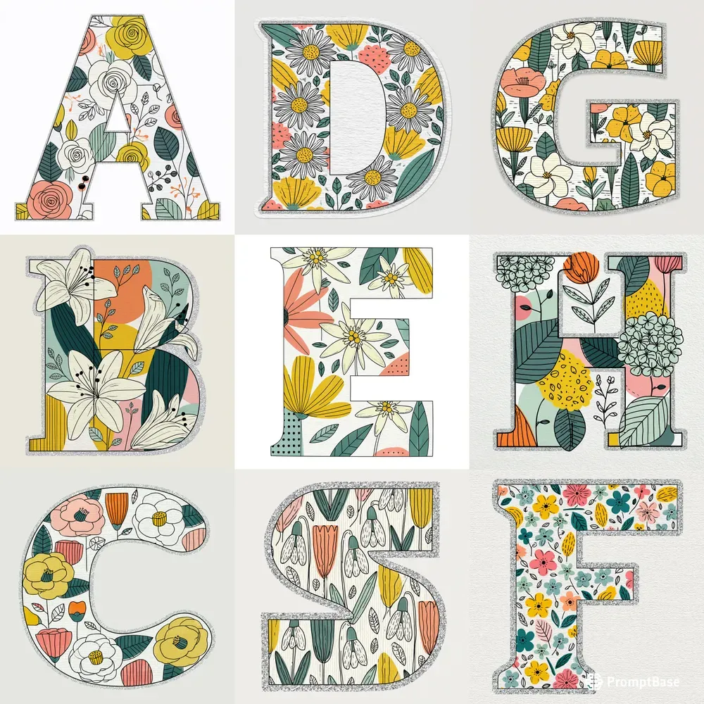 Decorative Blooming Alphabet Letters