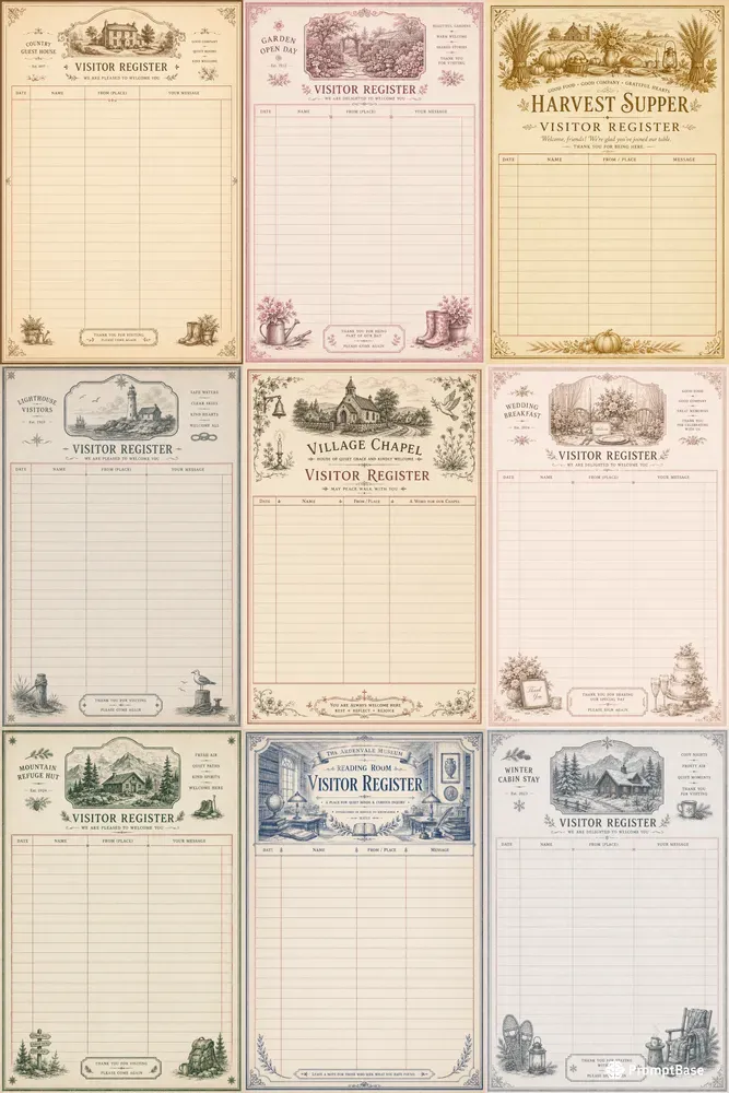 Visitor Register Journal Pages