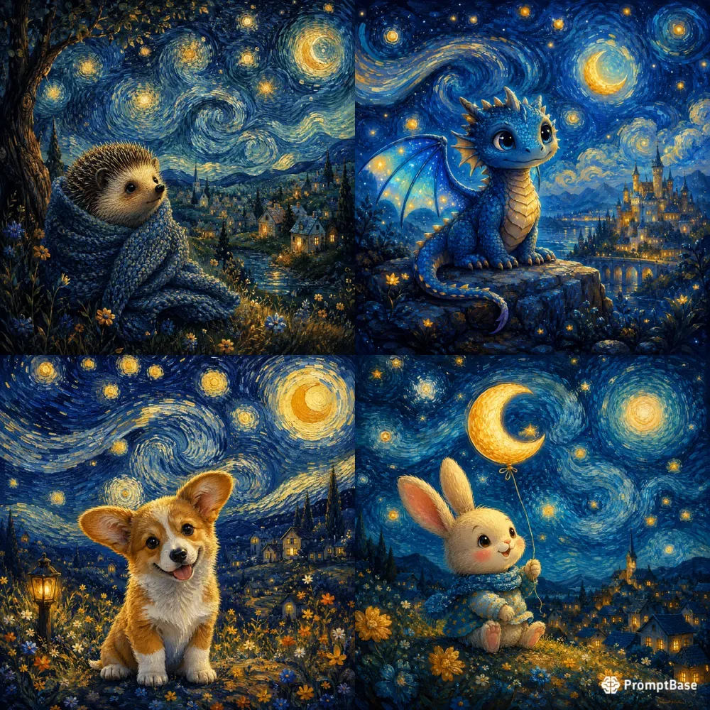 Whimsical Storybook Night Art