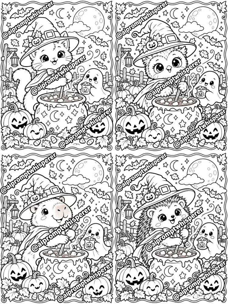 Free Cozy Halloween Critters Colorings