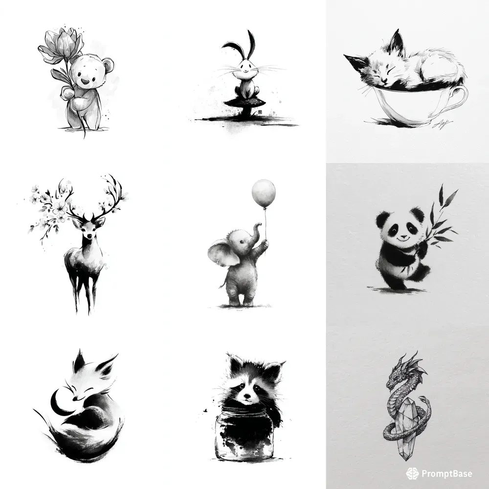 Minimalist Ink Animal Tattoo Sketches