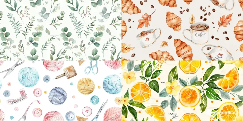Seamless Watercolor Elements Patterns