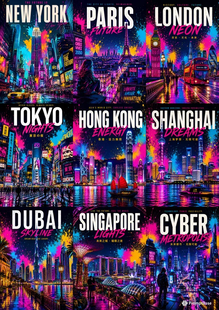 Neon Popart City Icons Generator