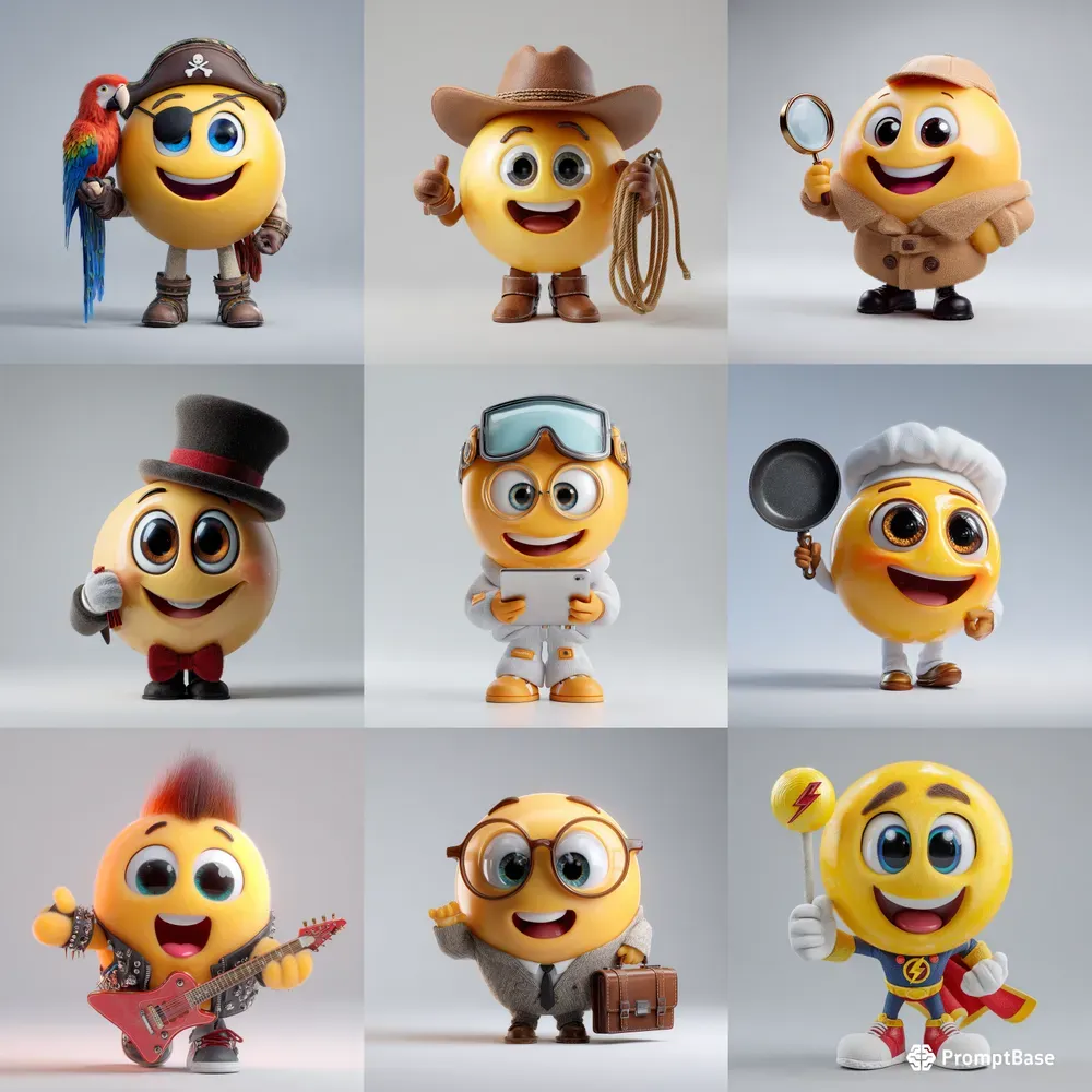 3D Emoji Mascots In Unique Personas