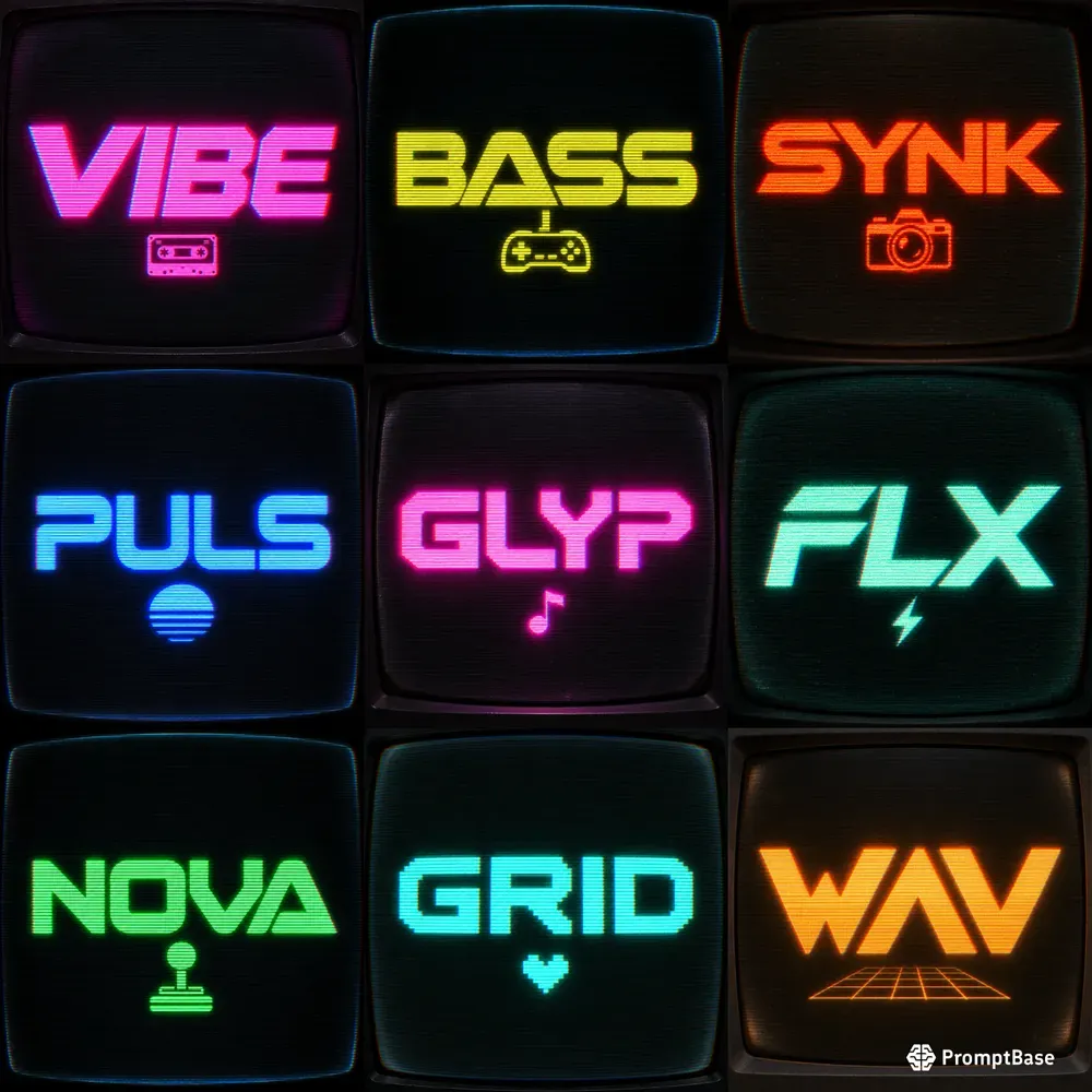 80s Crt Wordmark Logo Designs