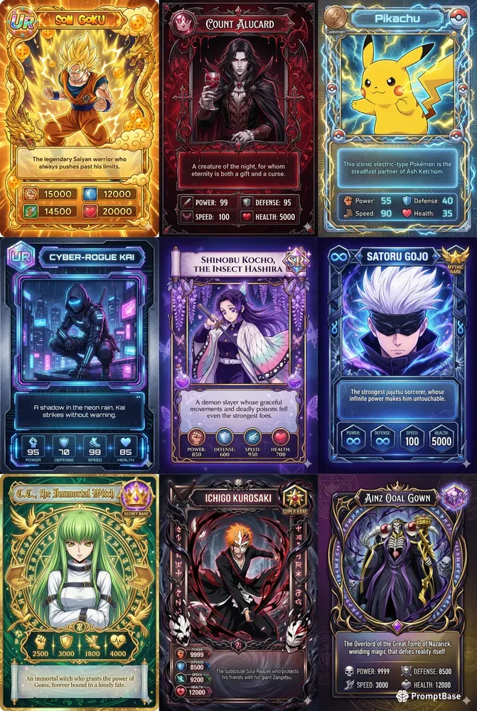 Anime Trading Card Game Designs