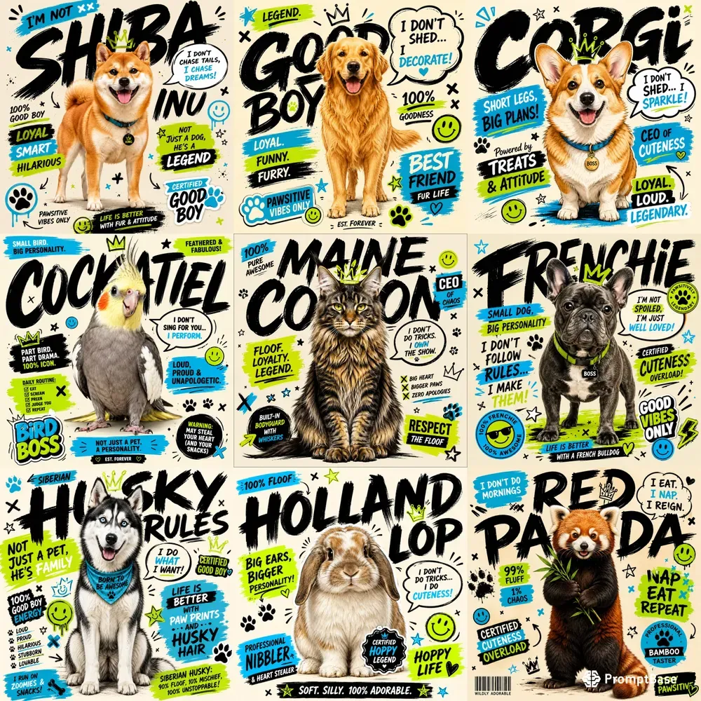 Comic Pet Quote Poster Studios