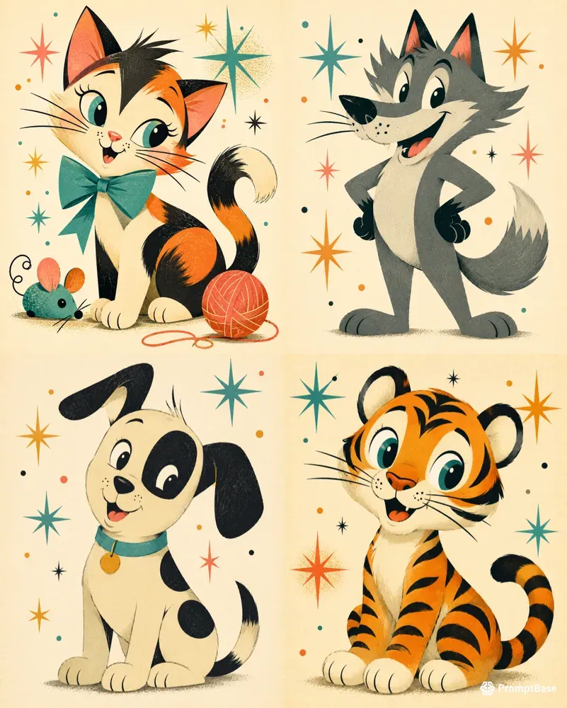1950s Retro Geometric Illustrations
