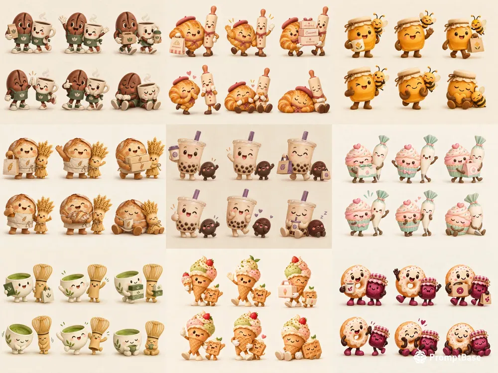 Cafe Bakery Brand Mascot Asset Kits