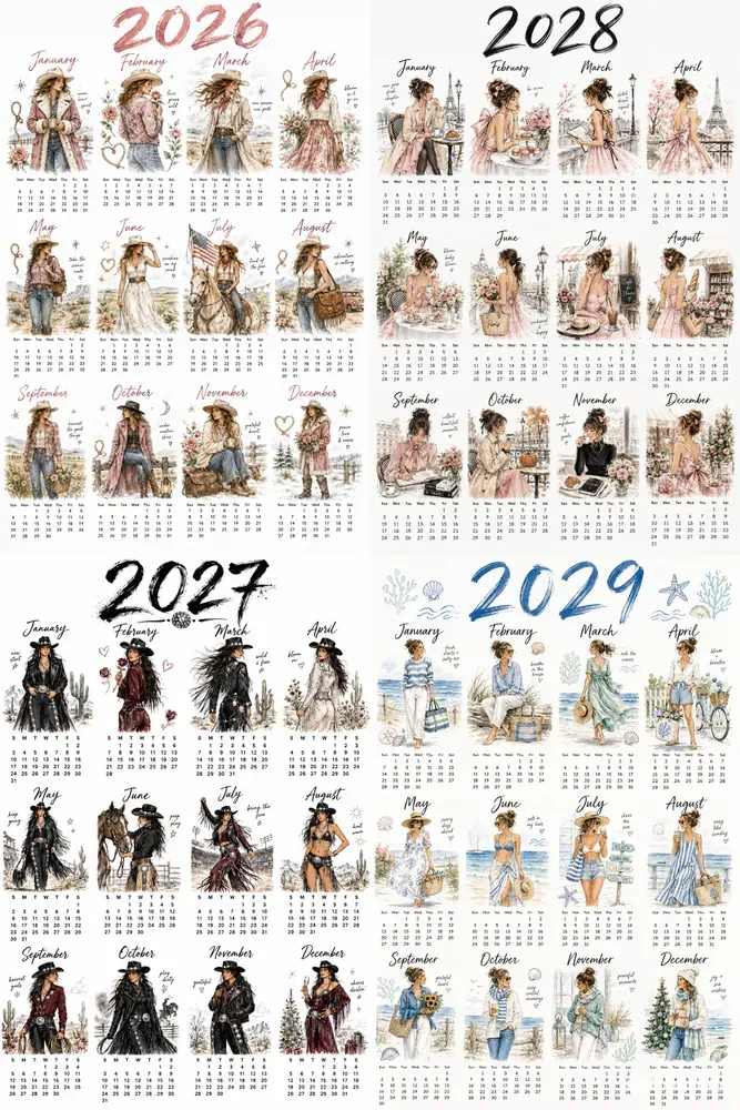 Western Year Calendar Posters