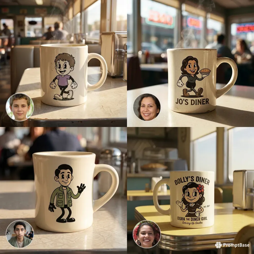 1950s Retro Mascot Mug Pods