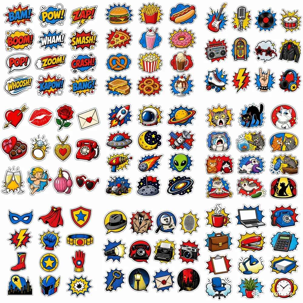 Pop Art Comic Sticker Sheets