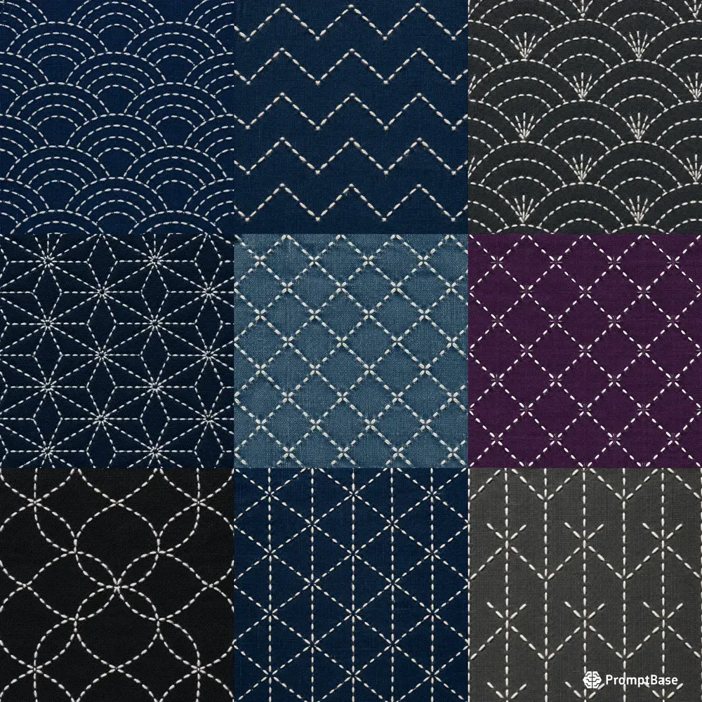 Sashiko Stitch Seamless Patterns