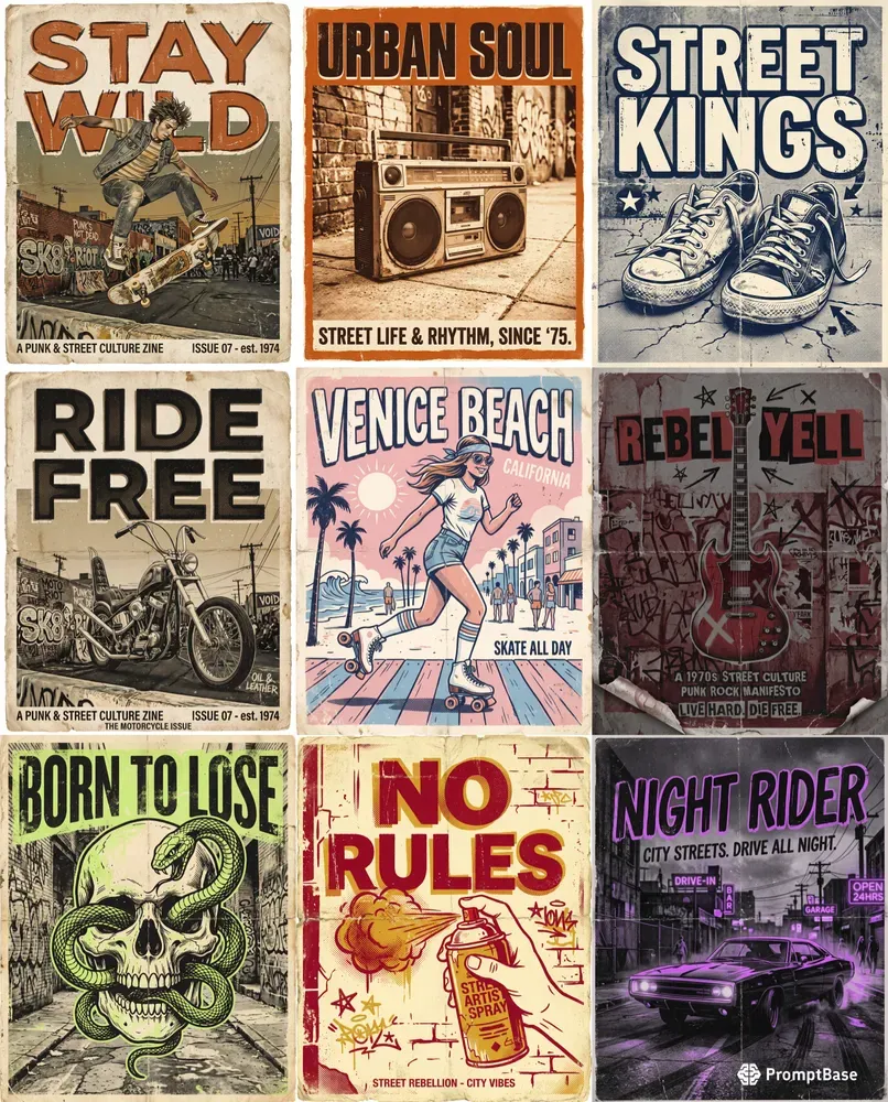 Gritty 70s Retro Street Posters
