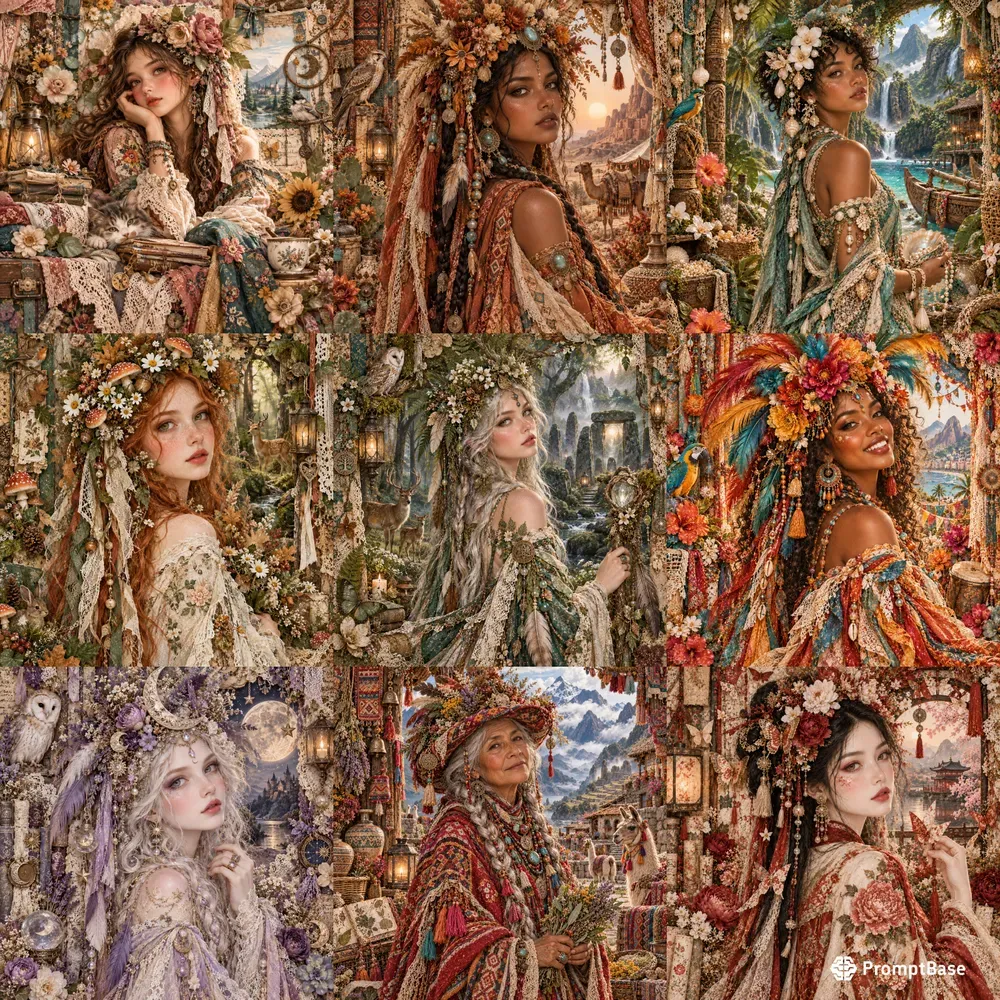 Whimsical Boho Fantasy Journal Art