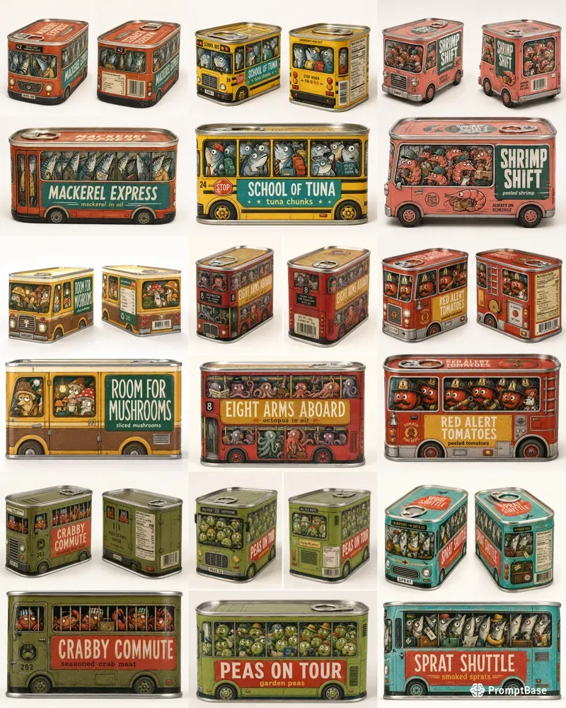 Whimsical Tin Can Vehicle Packagings
