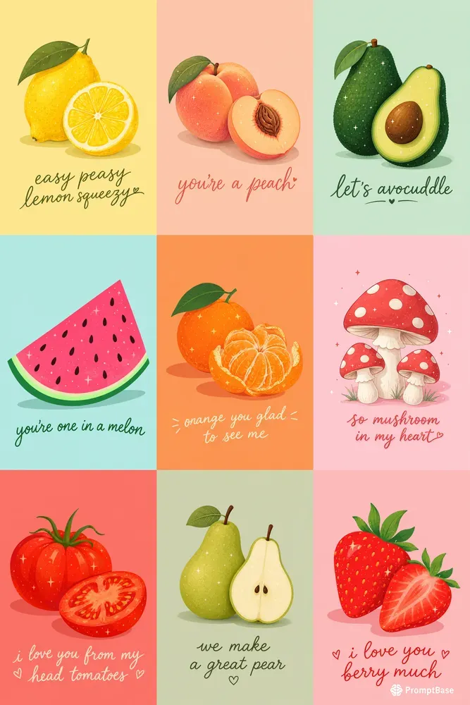 Quirky Food Pun Illustration Posters