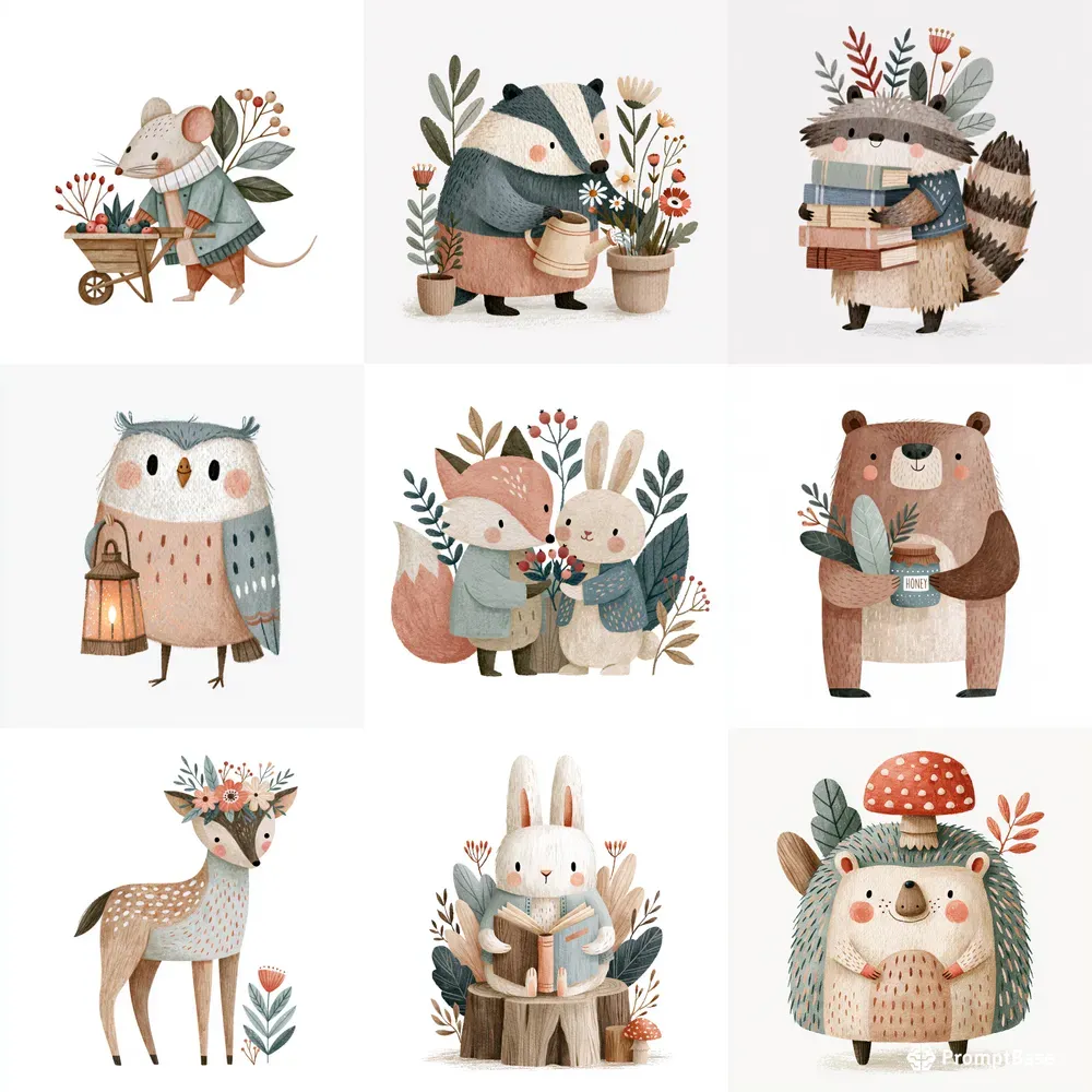 Cozy Autumn Woodland Animals