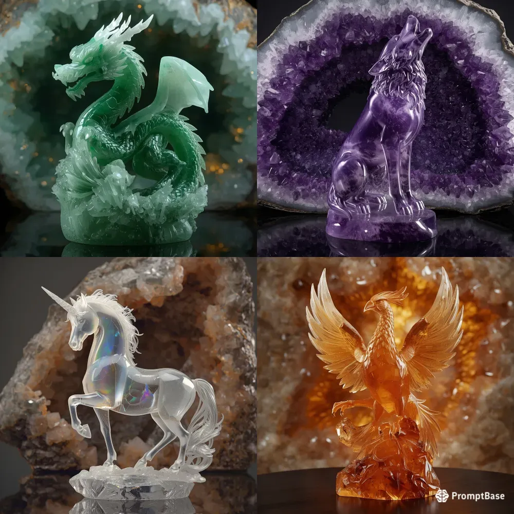 Luxury 3D Carved Crystal Mythical Sculptures