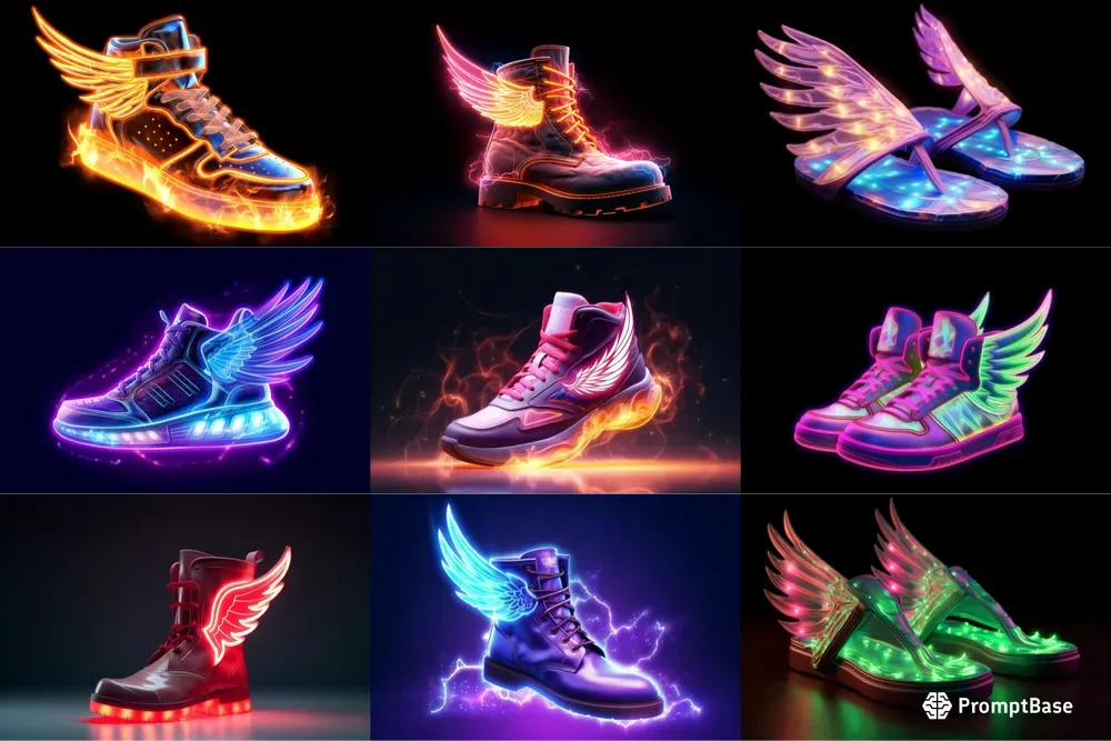 Glowing Shoes With Wings Art