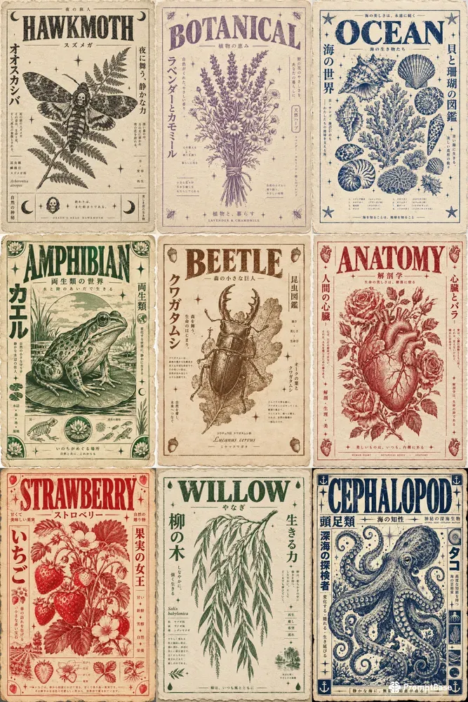 Vintage Botanical Risograph Posters