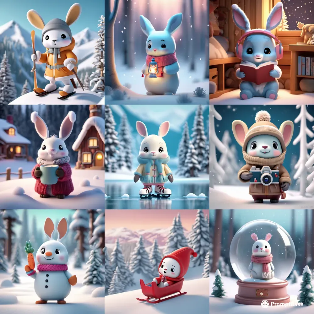 Labubu 3d Winter Vinyl Toy Scenes
