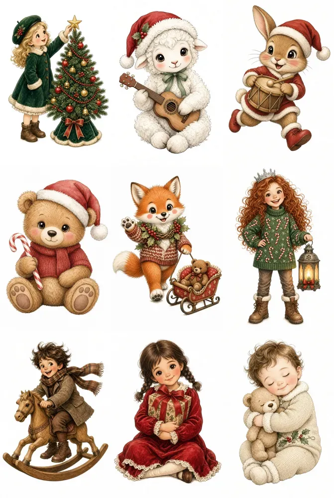 Cute Christmas Kids Clipart 100 Packs